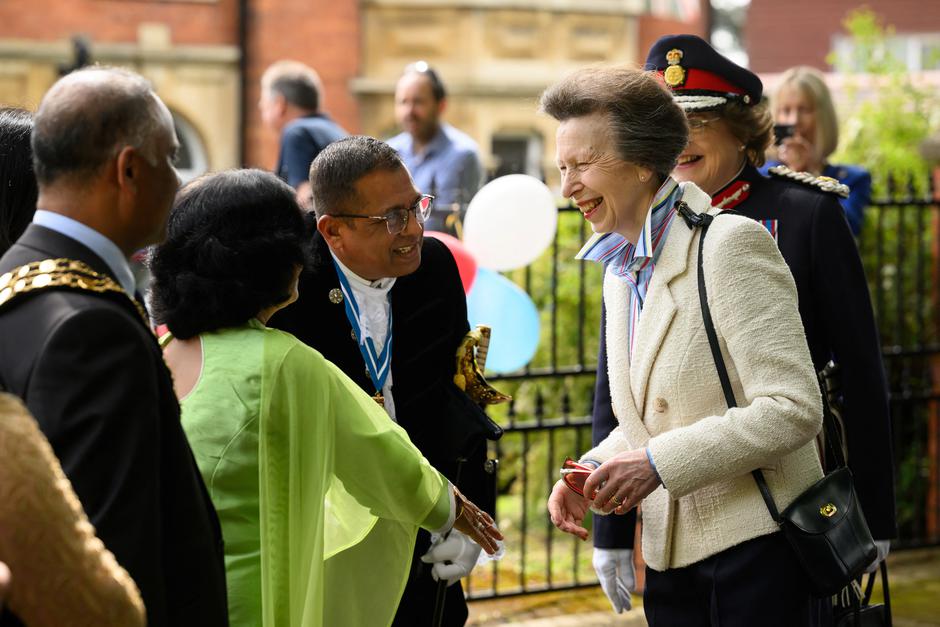 Princess Anne attends a Coronation street party, in Swindon