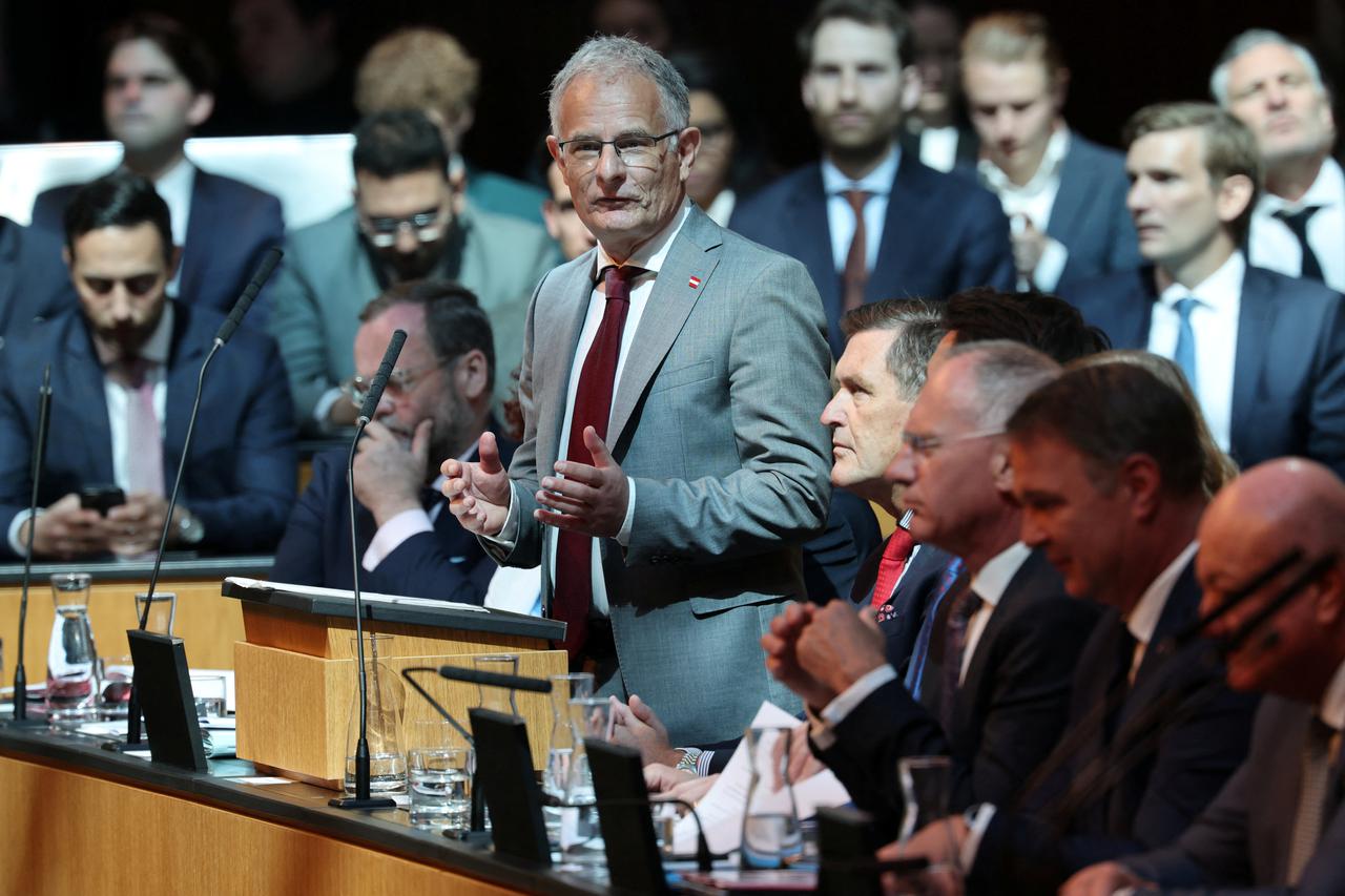 Austrian Finance Minister Markus Marterbauer gives budget speech in Vienna