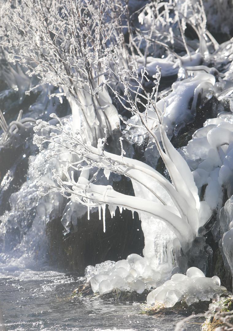 13.01.2024., Plitvicka jezera - Snijeg i debeli minusi zaledili su slapove na Plitvickim jezerima koji mame uzdahe brojnih posjetitelja. Photo: Kristina Stedul Fabac/PIXSELL