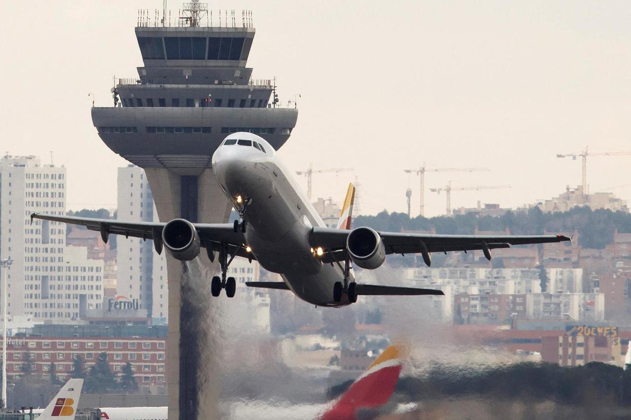 FILE PHOTO: An airplane takes off at Adolfo Suarez Barajas airport in Madrid
