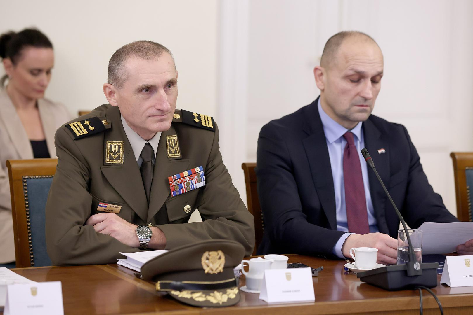 01.03.2024., Zagreb - Na 43. sjednici Odbor za obranu raspravlja o imenovanju novog nacelnika Glavnog stozera oruzanih snaga RH. Vlada je za tu funkciju zbog umirovljenja admirala Roberta Hranja predlozila general bojnika Tihomira Kundida. . Photo: Patrik Macek/PIXSELL