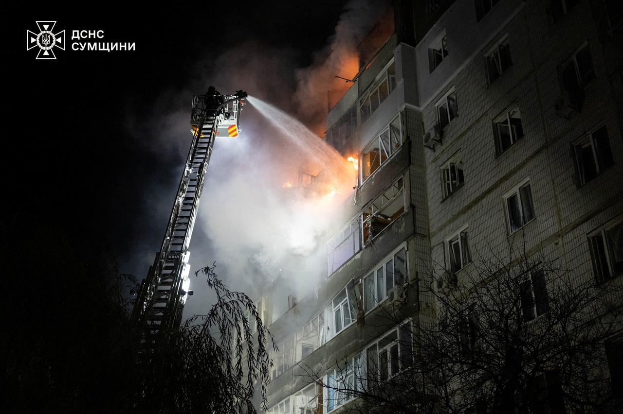 Aftermath of a Russian drone attack in Sumy