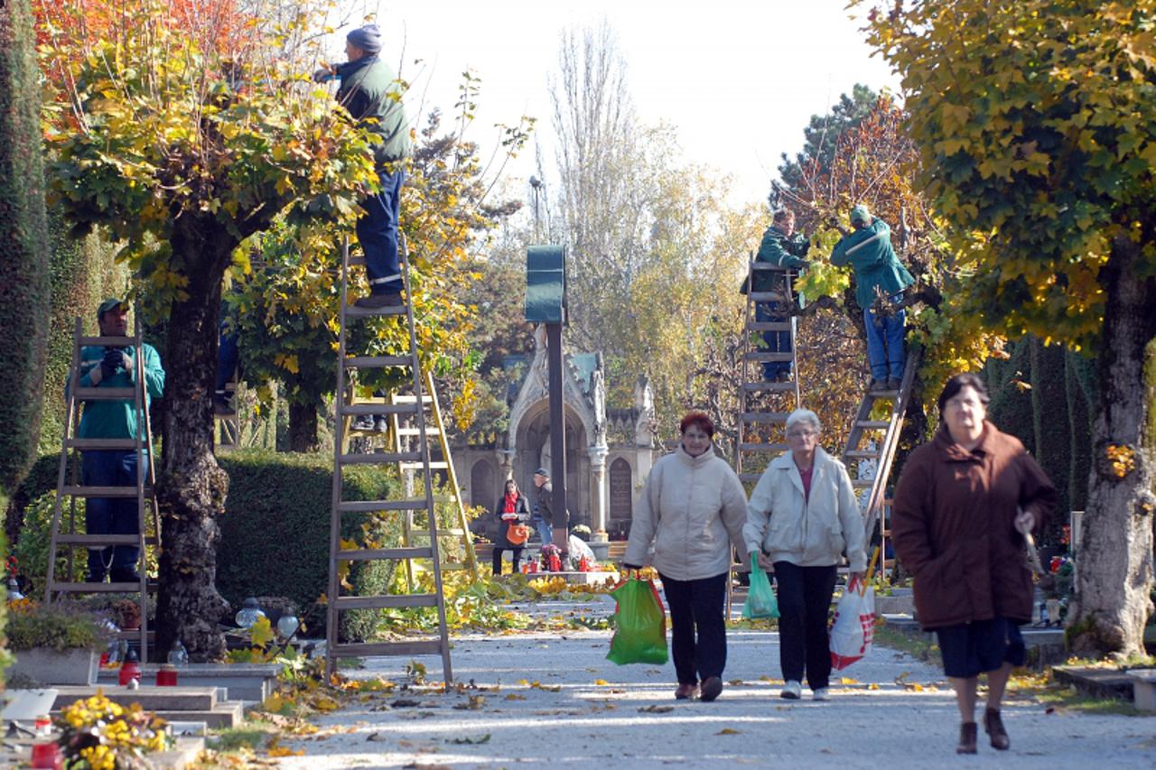 '27.10.2010. Varazdinsko groblje, Varazdin, Na varazdinskom gradskom groblju radnici tvrtke Parkovi i gradjani uzurbano ciste i uredjuju grobove  Photo: Marko Jurinec/PIXSELL'