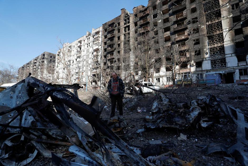 FILE PHOTO: A view shows the besieged city of Mariupol