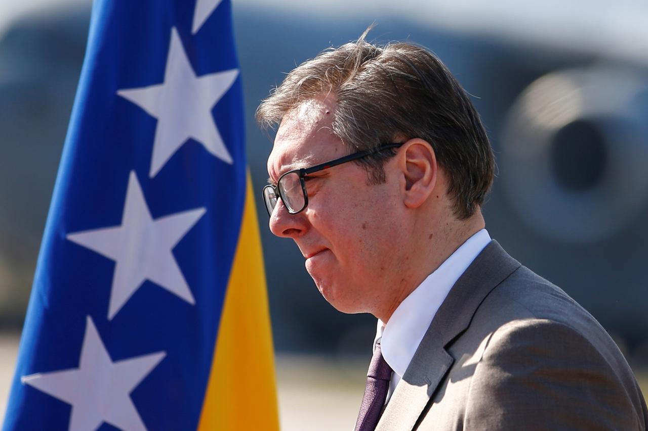 Serbia's President Vucic donates COVID-19 vaccines to Bosnia's members of tripartite presidency Dodik, Dzaferovic and Komsic, in Sarajevo