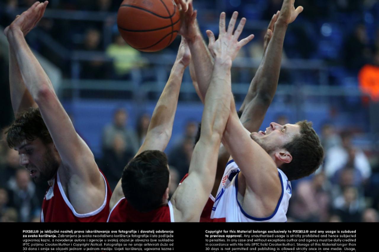 '09.12.2012., KC Drazen Petrovic, Zagreb - 12. kolo regionalne kosarkaske lige ABA - KK Cibona - KK Cedevita. Luksa Andric, Vlado Ilievski, Marin Rozic. Photo: Sanjin Strukic/PIXSELL'