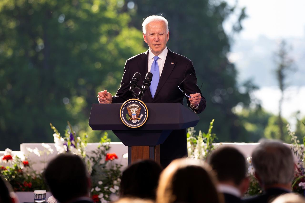 U.S. President Joe Biden holds a news conference after the U.S.-Russia summit, in Geneva