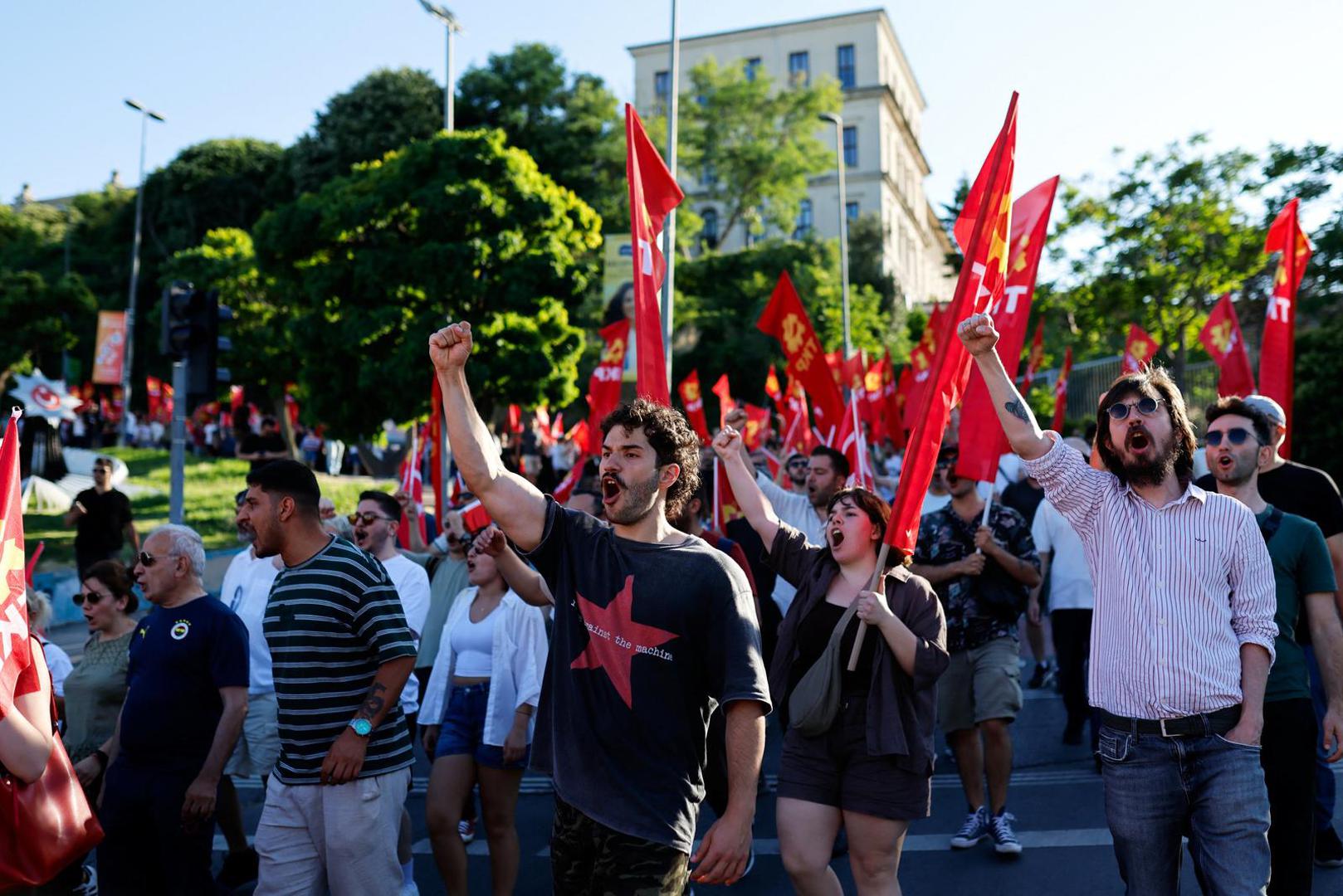 People shout slogans during a protest, ahead of NATO leaders' summit, in Istanbul, Turkey, July 5, 2026. REUTERS/Kemal Aslan Photo: KEMAL ASLAN/REUTERS