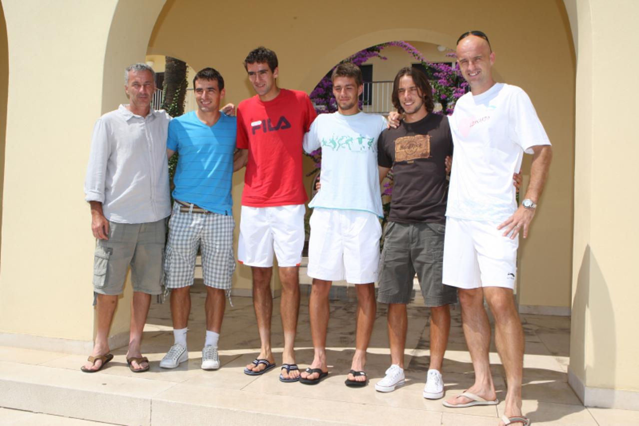 'Split.04.07.2010. Hrvatski tenisaci okupili su se u Vili Dalmacija uoci meca Hrvatska-Srbija. Goran Prpic,Ivan Dodig,Marin Cilic,Nikola Mektric,Antonio Veic,Ivan Ljubicic, Photo: Ivo Cagalj/PIXSELL'