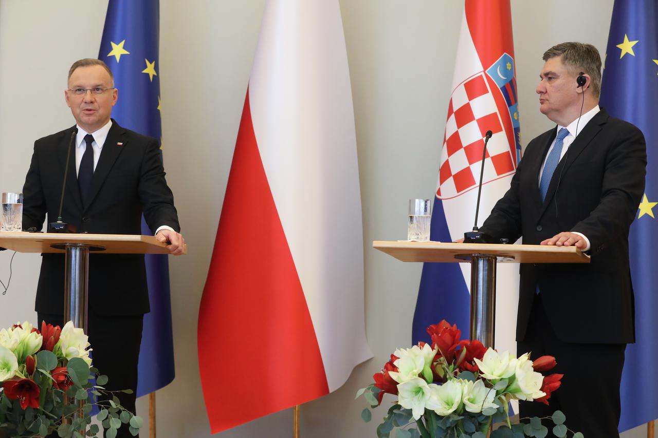 Zagreb: Andrzej Duda i Zoran Milanović dali izjavu za medije nakon sastanka