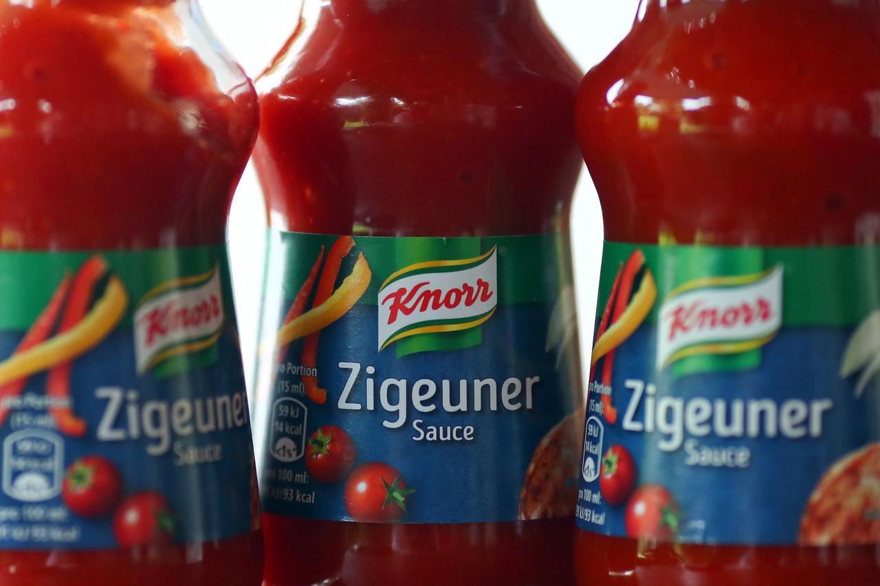 Bottles of Zigeuner sauce are seen in this illustration picture