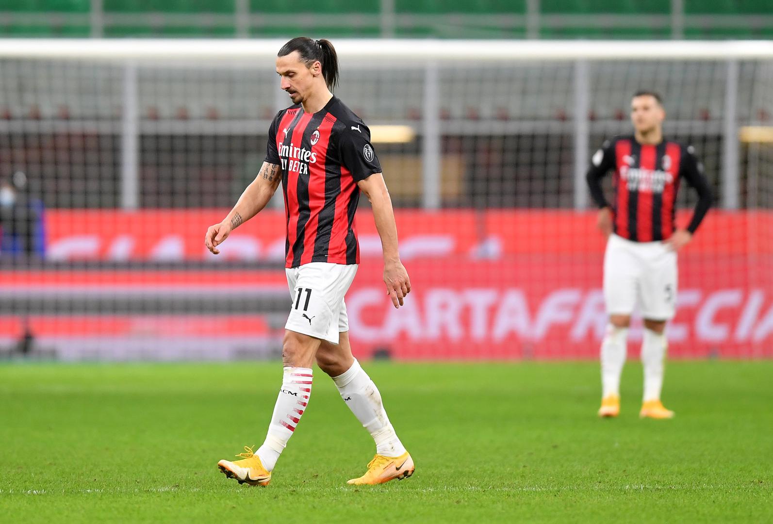 Coppa Italia - Quarter Final - Inter Milan v AC Milan Soccer Football - Coppa Italia - Quarter Final - Inter Milan v AC Milan - San Siro, Milan, Italy - January 26, 2021 AC Milan's Zlatan Ibrahimovic after being sent off REUTERS/Daniele Mascolo DANIELE MASCOLO