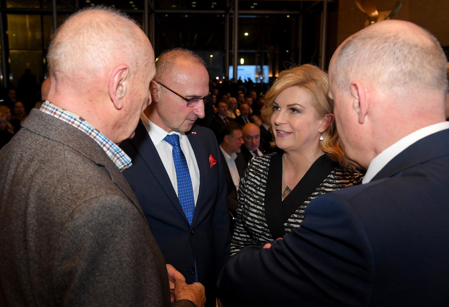 16.01.2023., Zagreb - U Nacionalnoj i sveucilisnoj knjiznici odrzana je promocija 2. dopunjenog izdanja knjige "Diplomatska oluja" Mate Granica. ministar vanjskih i europskih poslova Gordan Grlic Radman, Kolinda Grabar Kitarovic Photo: Josip Regovic/PIXSELL