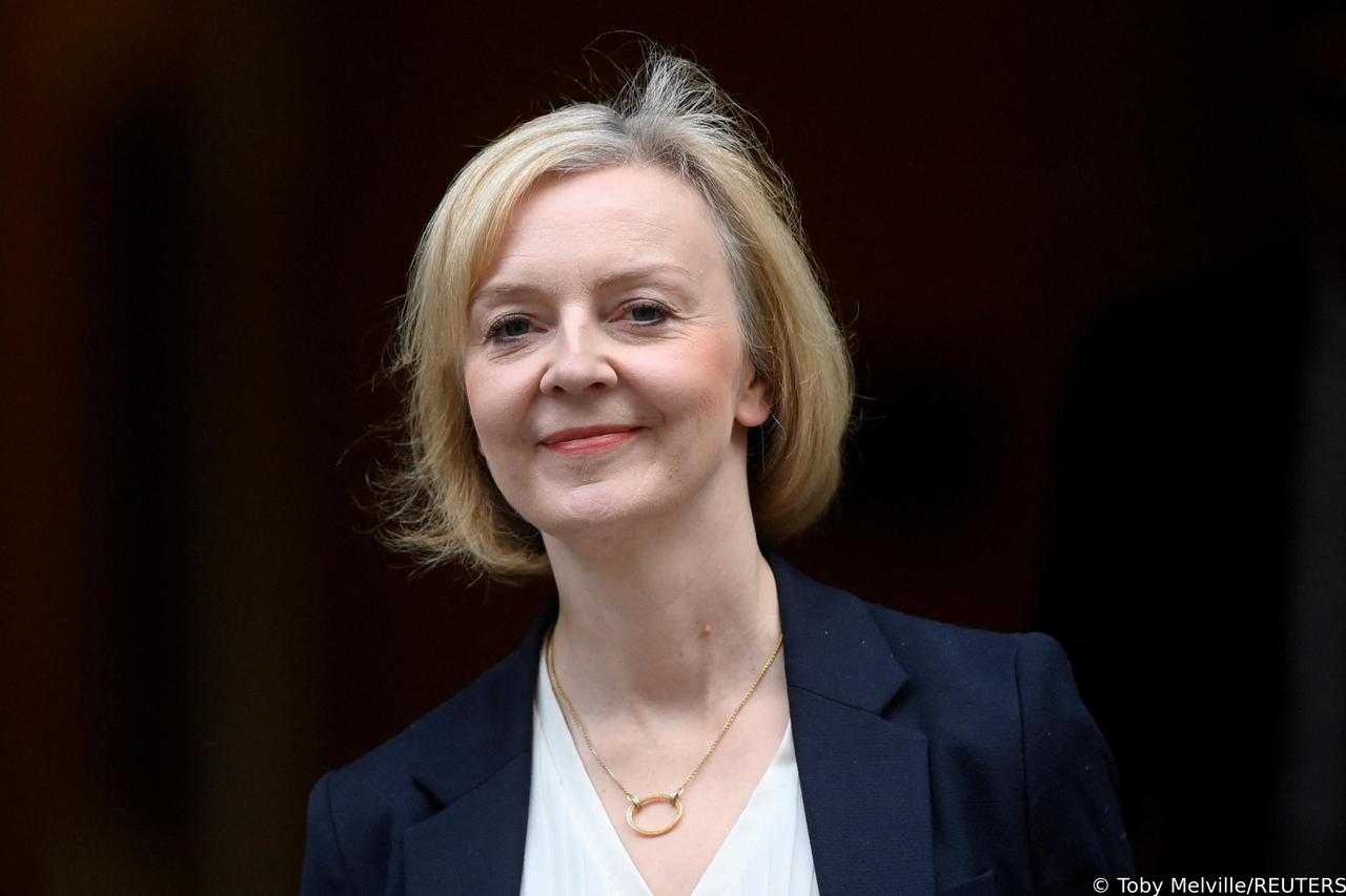 British Prime Minister Liz Truss leaves Number 10 Downing Street for the Houses of Parliament, in London