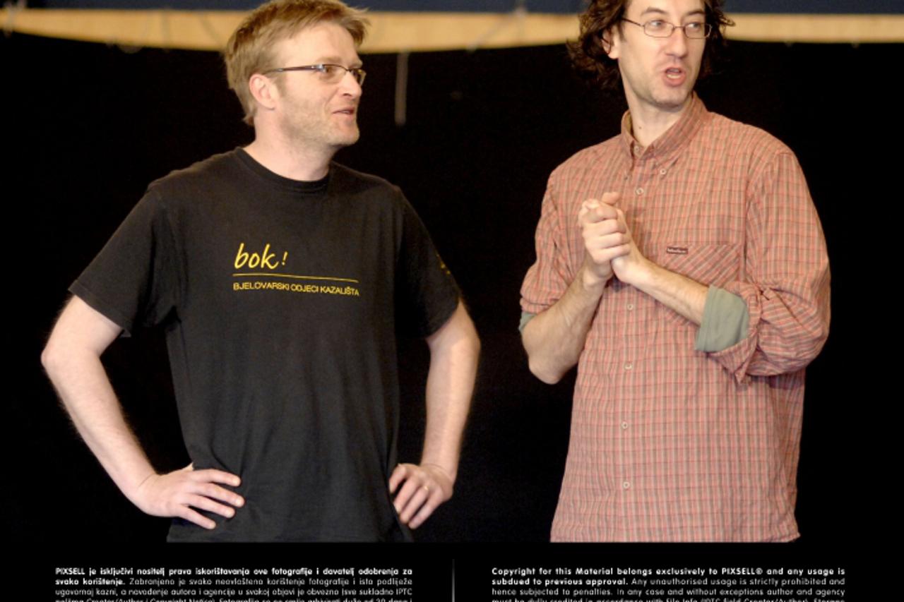 '11.03.2008., Zagreb - Filip Nola i Kresimir Mikic na probi predstave o Vladi Kristlu.  Photo: Boris Scitar/Vecernji list'