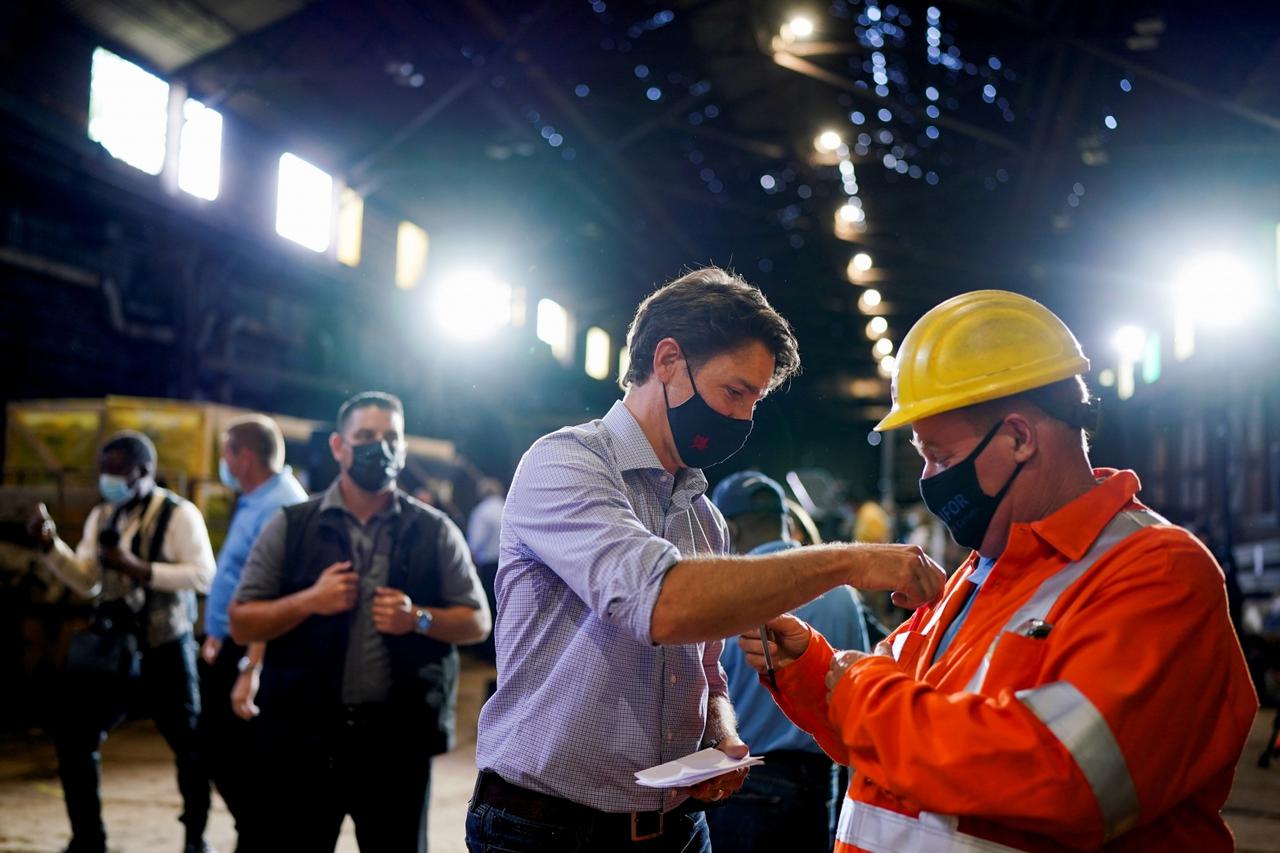 Canada's Liberal Prime Minister Justin Trudeau campaigns in Welland