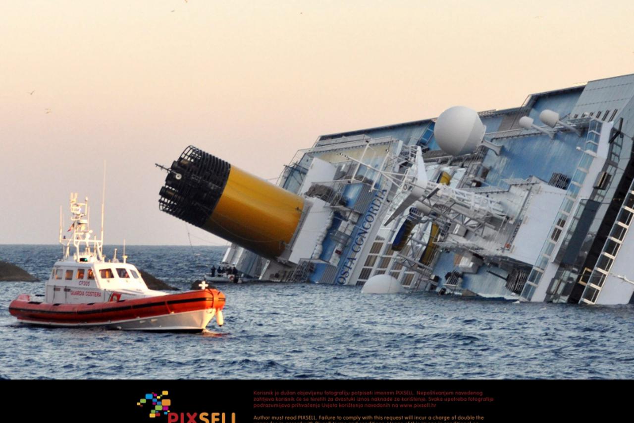 'A view of the ship Costa Concordia that ran aground Photo: Press Association/Pixsell'
