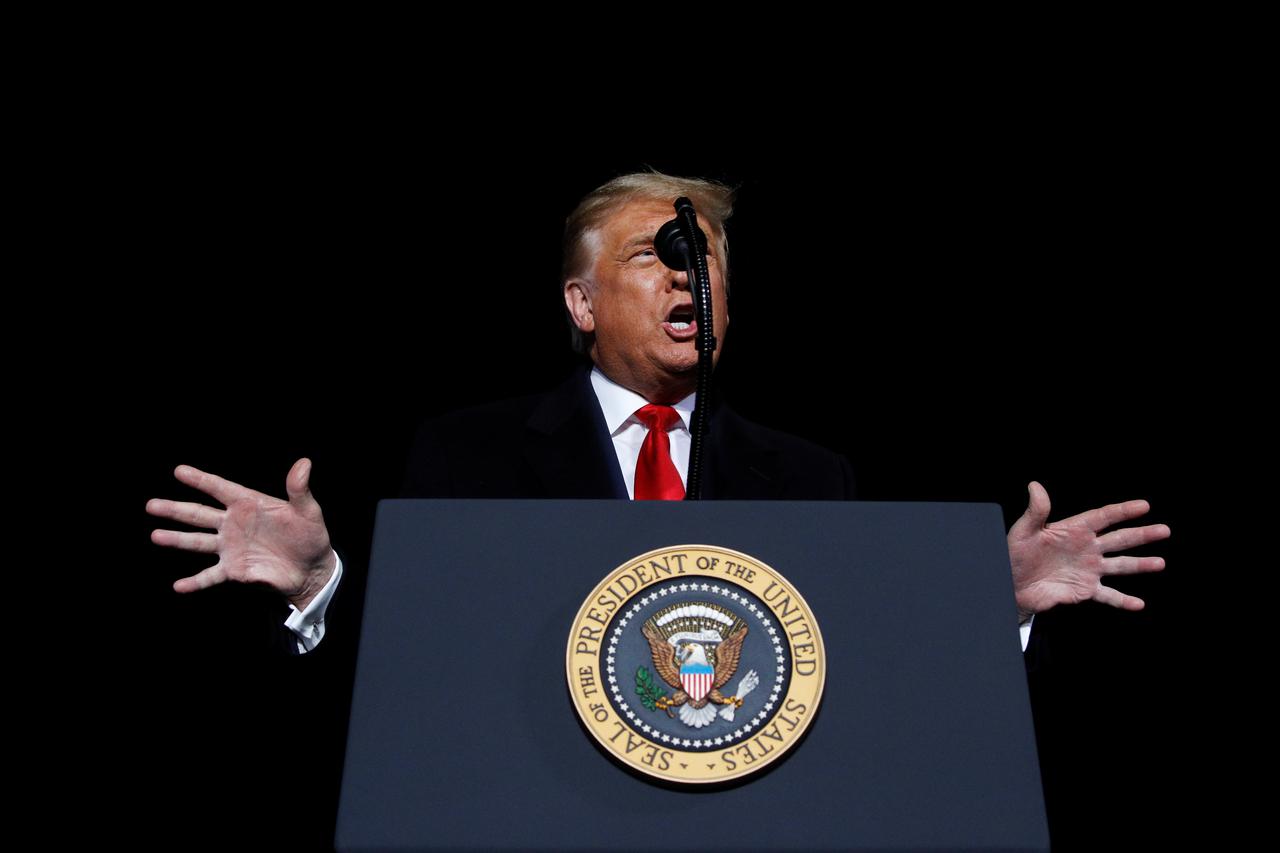 U.S. President Donald Trump holds a campaign rally at Erie International Airport