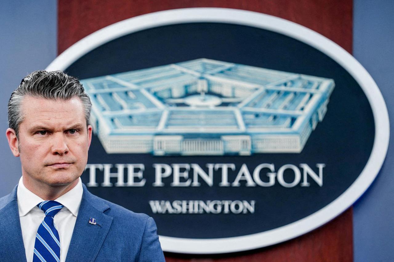 U.S. Defense Secretary Pete Hegseth and Chairman of the Joint Chiefs of Staff Caine hold a briefing on the Iran war, at the Pentagon