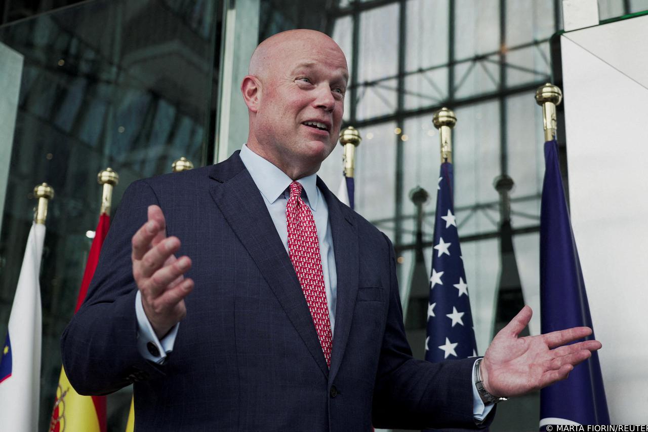 FILE PHOTO: U.S. Ambassador to NATO Matthew Whitaker speaks during an interview with Reuters