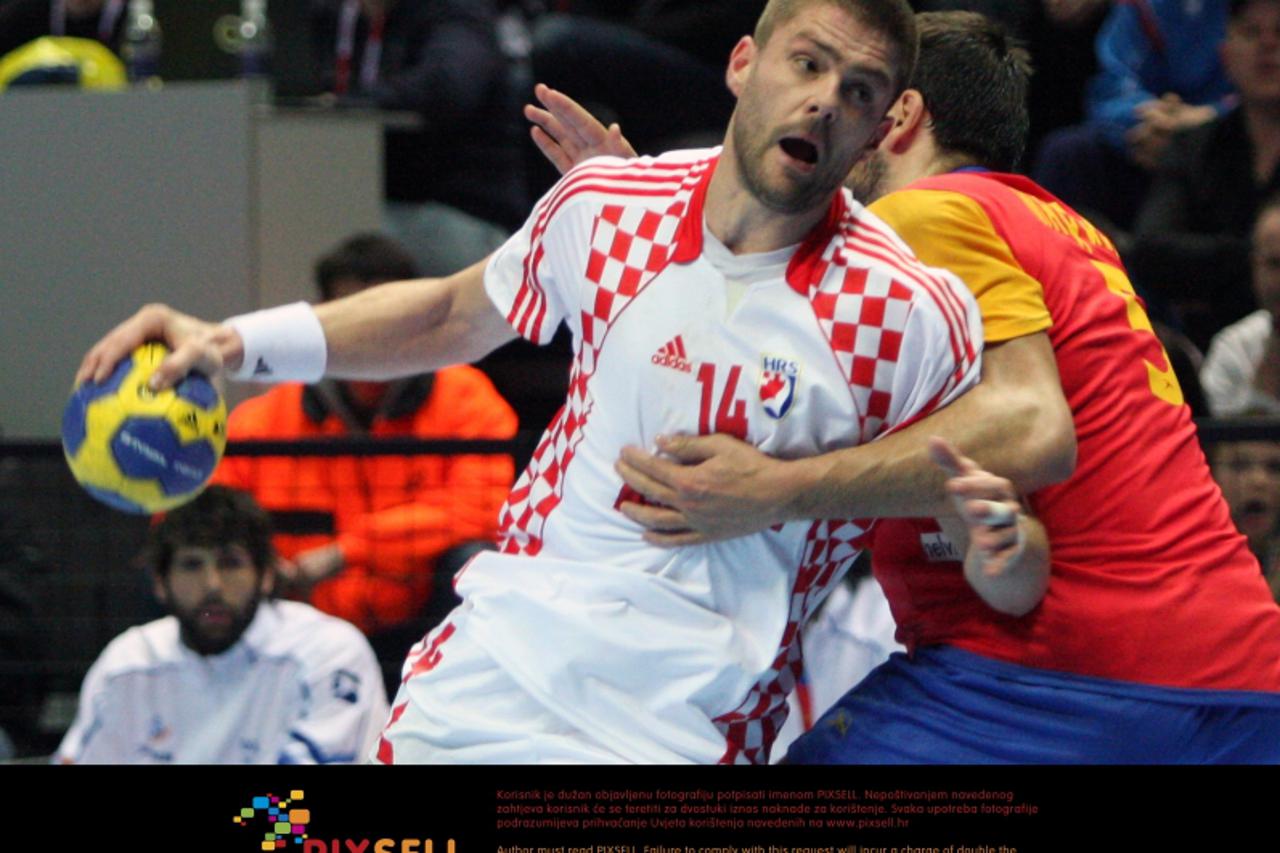 '13.03.2011., Spaladium Arena, Split - Kvalifikacijska utakmica za Europsko prvenstvo u rukometu 2012., Hrvatska - Spanjolska. Drago Vukovic.  Photo: Ivana Ivanovic/PIXSELL'