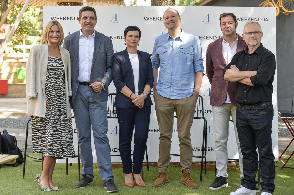 Konferencija za medije na kojoj je najavljen 14. Weekend Media Festival: Nevena Rendeli, Božo Skoko, Kristina Miljavac, Tomo Ricov i Boris Kovaček