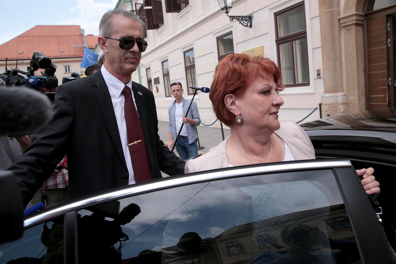 14.06.2016., Zagreb - Ministri izlaze iz Banskih dvora nakon zavrsetka sjednice uzeg kabineta Vlade. Nada Sikic. Photo: Patrik Macek/PIXSELL