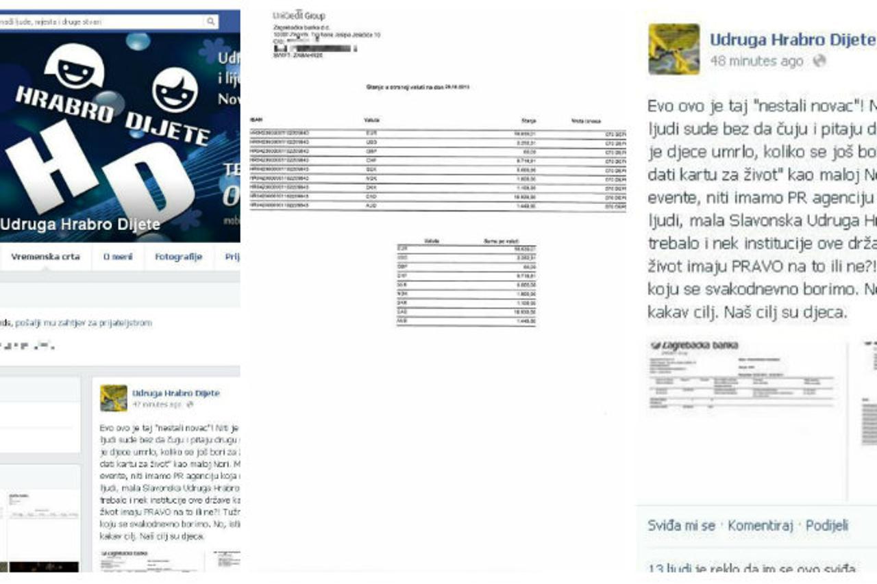 Udruga Hrabro dijete objavila izvatke računa na FB-u