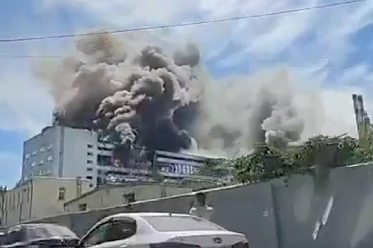 Smoke billows from a production plant following a Ukrainian attack, according the local governor, in the course of Russia-Ukraine conflict, in Voronzeh