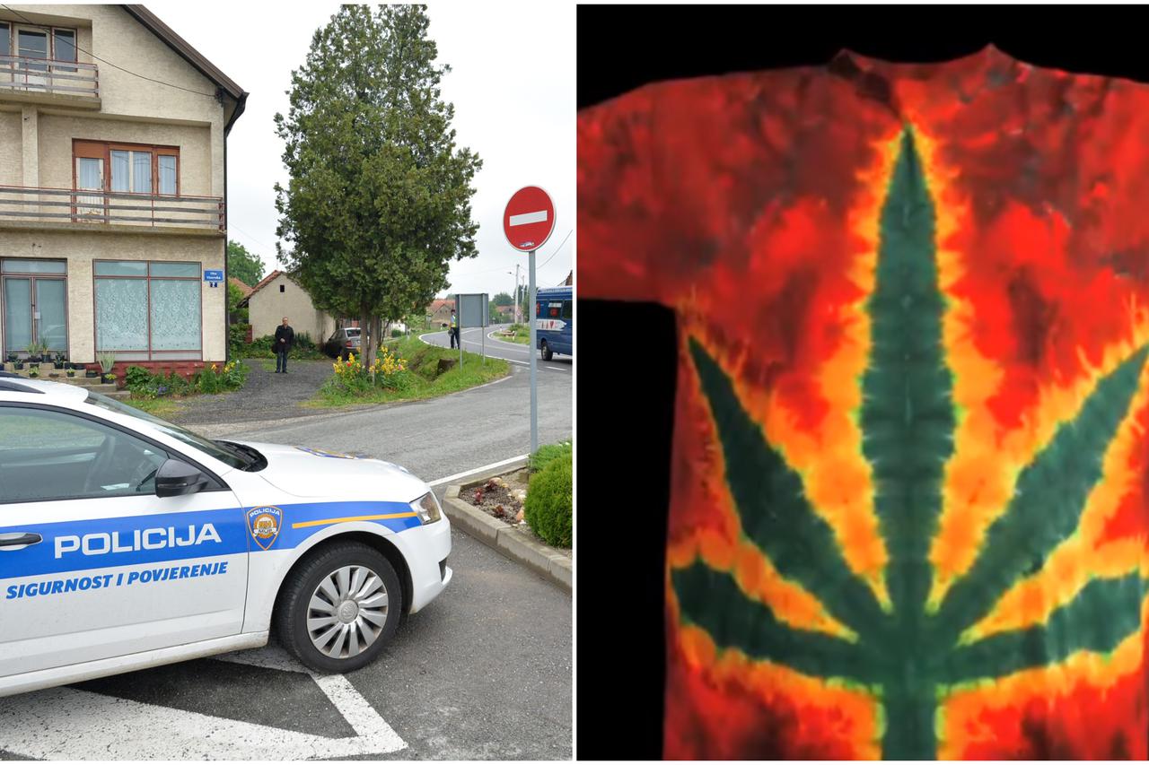 Policija i majica na kojoj je oslikana marihuana/ilustracija