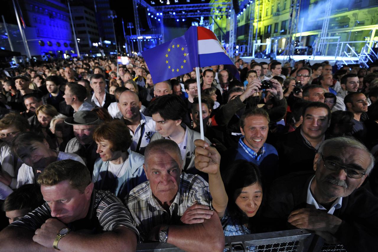 30.06.2013., Zagreb - Svecana proslava ulaska Republike Hrvatske u Europsku uniju na Trgu bana Jelacica. Proslavu su uvelicali politicki lideri iz zemalja clanica Europske unije, zemalja regije Jugoistocne Europe, celnici europskih institucija, hrvatski u