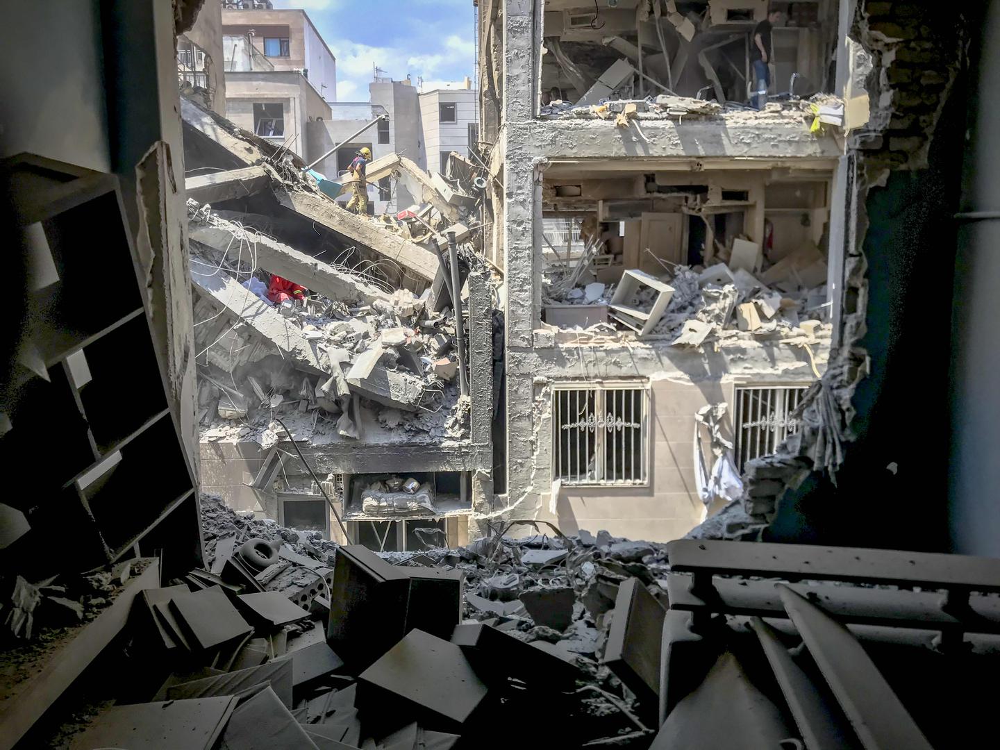 Photo from inside a house across a targeted residential building shows extensive damage in Tehran, Iran, on June 13, 2025. Photo by Saba/Middle East Images/ABACAPRESS.COM Photo: Middle East Images/ABACA/ABACA