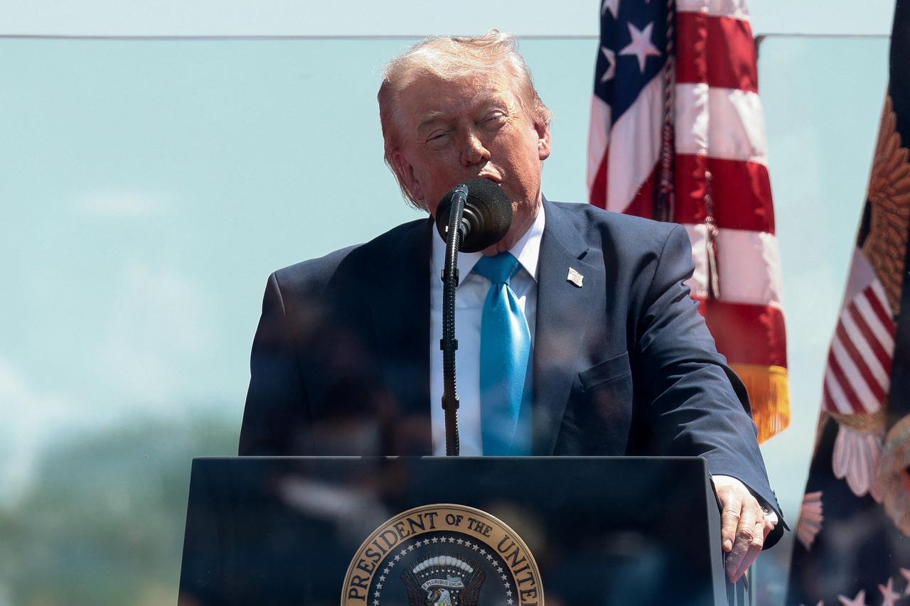 U.S. President Donald Trump delivers the commencement address at the United States Coast Guard Academy in New London