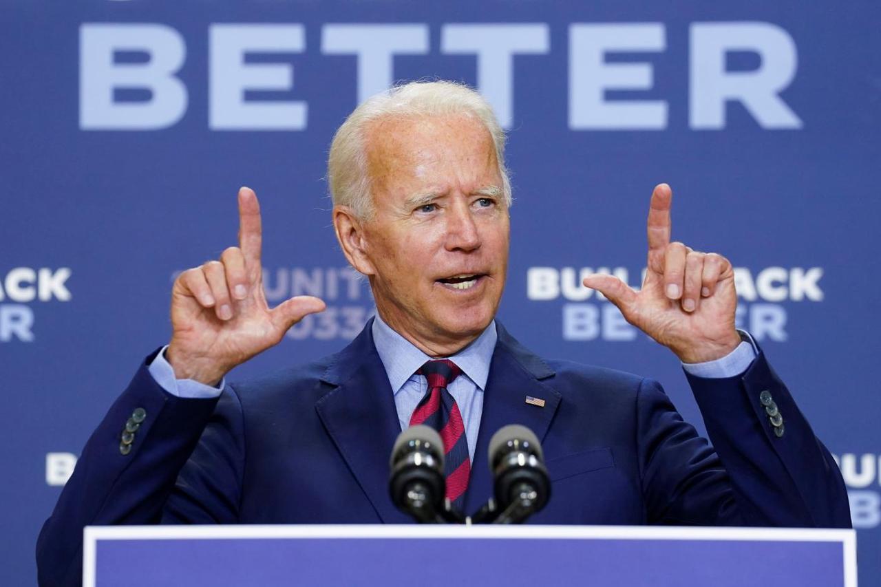 FILE PHOTO: Democratic U.S. presidential nominee Biden talks to reporters during an appearance in Wilmington, Delaware