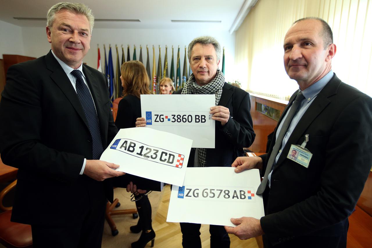 06.03.2015., Zagreb - Ministarstvo unutarnjih poslova, ministar unutarnjih poslova Ranko Ostojic  predstavio odabir idejnih rjesenja za nove registracijske plocice vozila u Republici Hrvatskoj.  Photo: Robert Anic/PIXSELL
