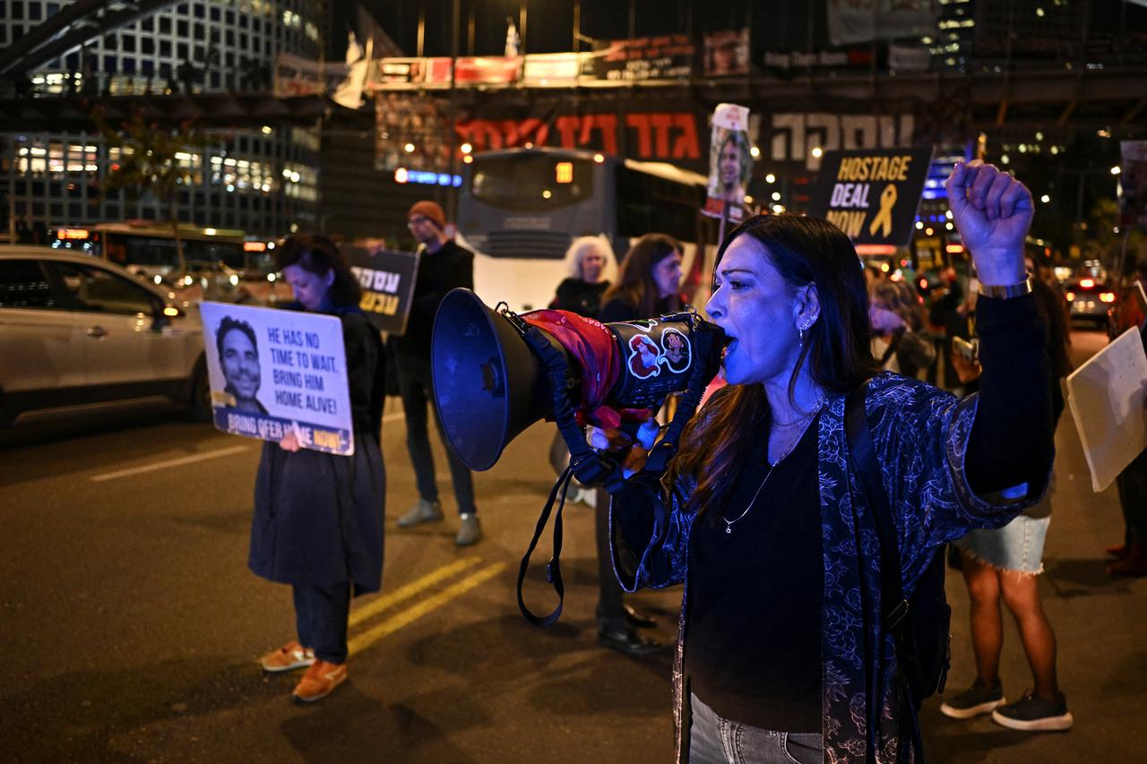 Rally calling for the release of hostages kidnapped in the deadly October 7 attack, in Tel Aviv