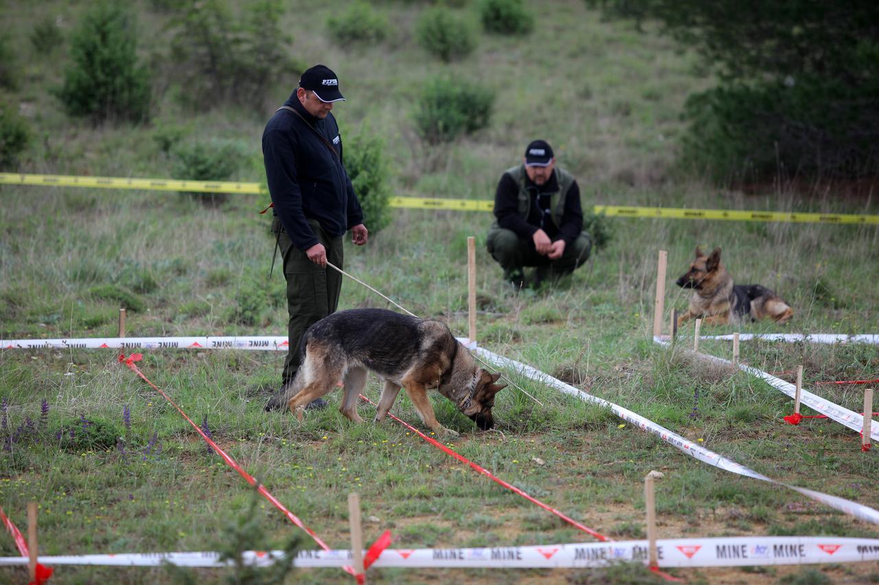 24.04.2014., Zadar - 11. medjunarodni simpozij MINE ACTION 2014 odrzan je na podrucju nekadasnje vojne baze Sepurine, gdje su predstavljeni nacini u razminiravanju.  Photo: Filip Brala/PIXSELL