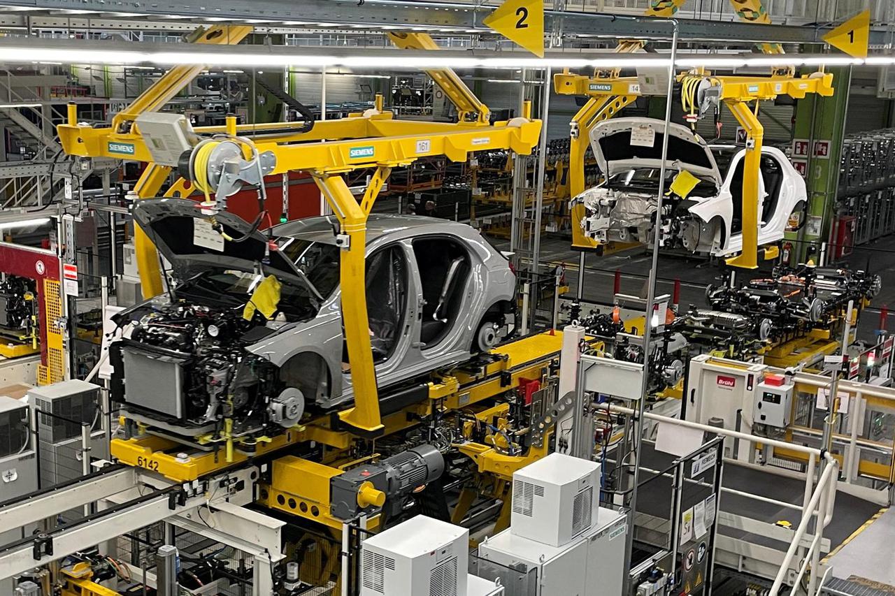 FILE PHOTO: A general view of a production line of German car manufacturer Mercedes-Benz at a factory, in Rastatt