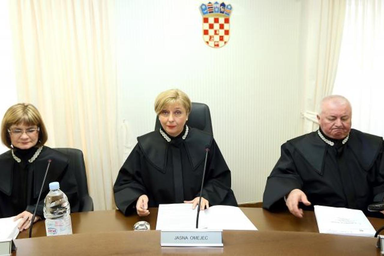 '23.01.2013., Zagreb - Sjednica Ustavnog suda Republike Hrvatske. Snjezana Bagic, predsjednica suda Jasna Omejec i Ivan Matija.  Photo: Zeljko Lukunic/PIXSELL'