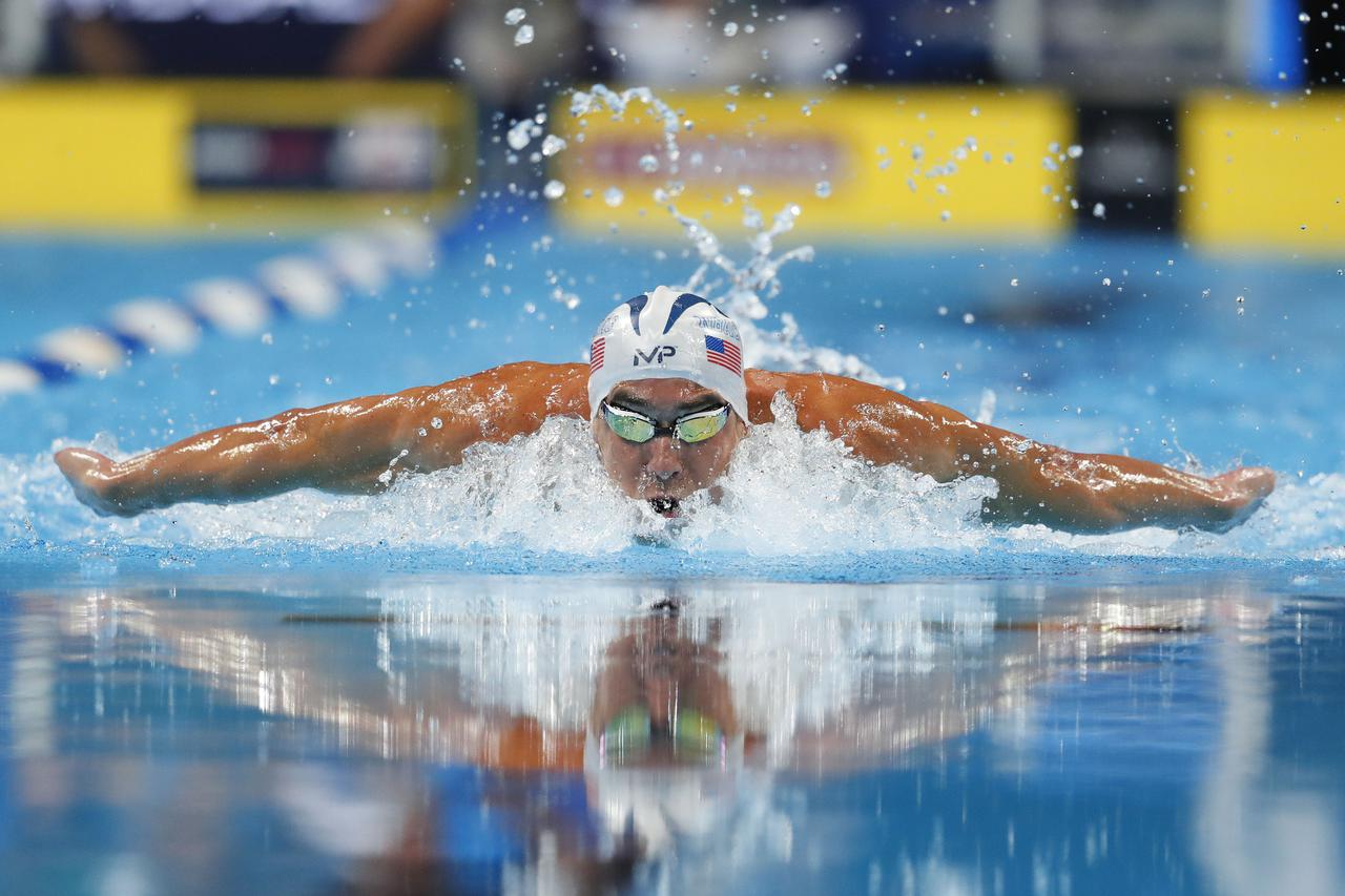 Jun 30, 2016; Omaha, NE, USA; Michael Phelps swims during the Men's 200 Meter Individual Medley semi-finals in the U.S. Olympic swimming team trials at CenturyLink Center. Mandatory Credit: Rob Schumacher-USA TODAY Sports  / Reuters Picture Supplied by Ac