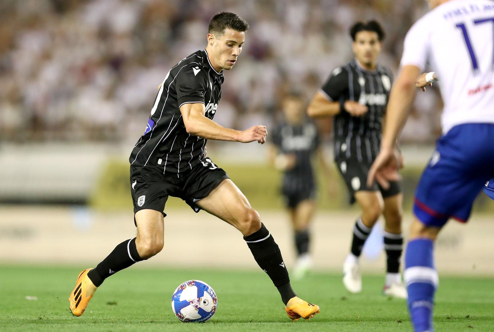 10.08.2023., stadion Poljud, Split - Prva utakmica 3. pretkola UEFA Konferencijske lige, HNK Hajduk - PAOK. Filipe Soares Photo: Matija Habljak/PIXSELL