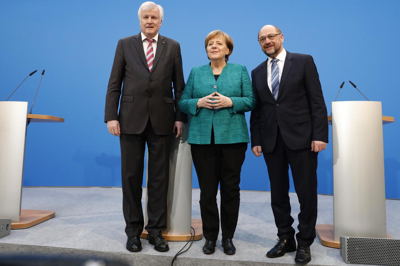 Horst Seehofer, Angela Merkel i Martin Schulz