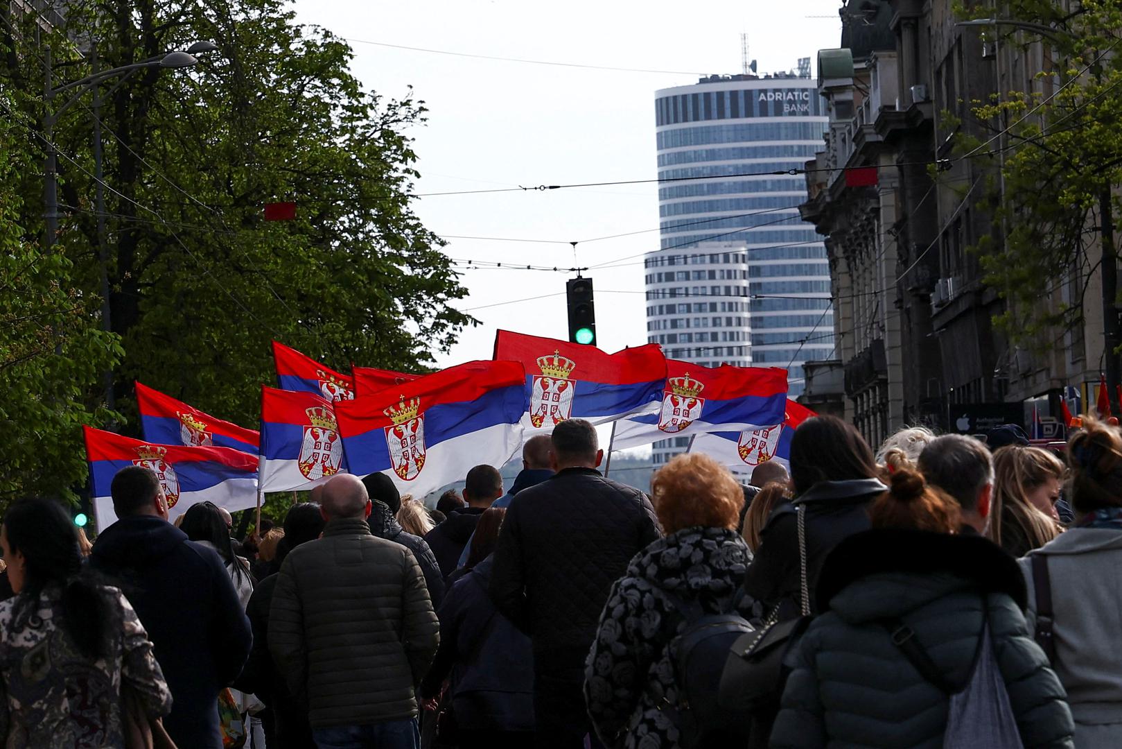 People attend a rally in support of policies of the President Aleksandar Vucic and to express opposition to months of student protests across the country, in Belgrade, Serbia, April 11, 2025. REUTERS/Zorana Jevtic Photo: ZORANA JEVTIC/REUTERS