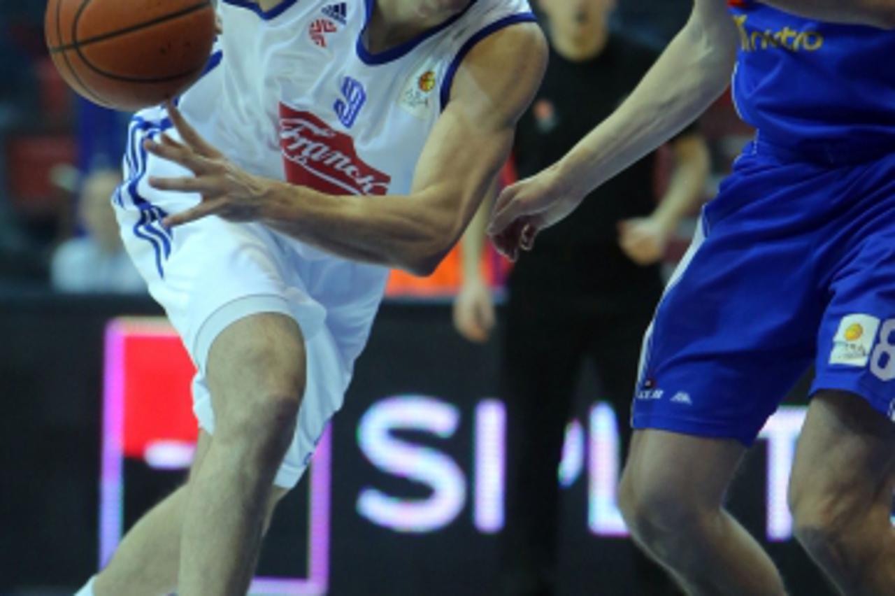'23.03.2013., KC Drazen Petrovic, Zagreb - ABA liga, 26. kolo, Cibona - Igokea. Dario Saric, Branko Jorovic. Photo: Dalibor Urukalovic/PIXSELL'