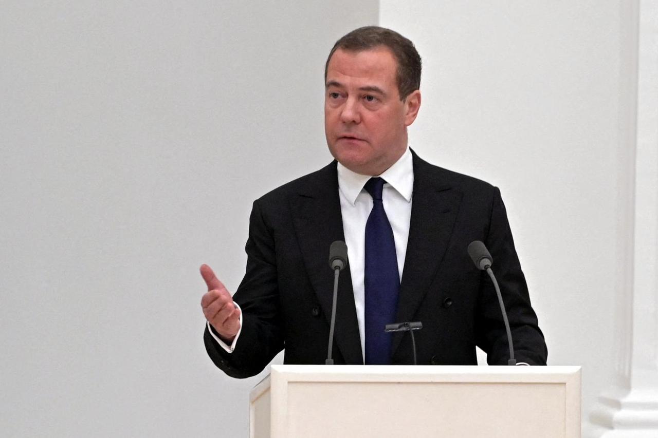 Deputy Chairman of Russia's Security Council Dmitry Medvedev attends a meeting with members of the Security Council in Moscow