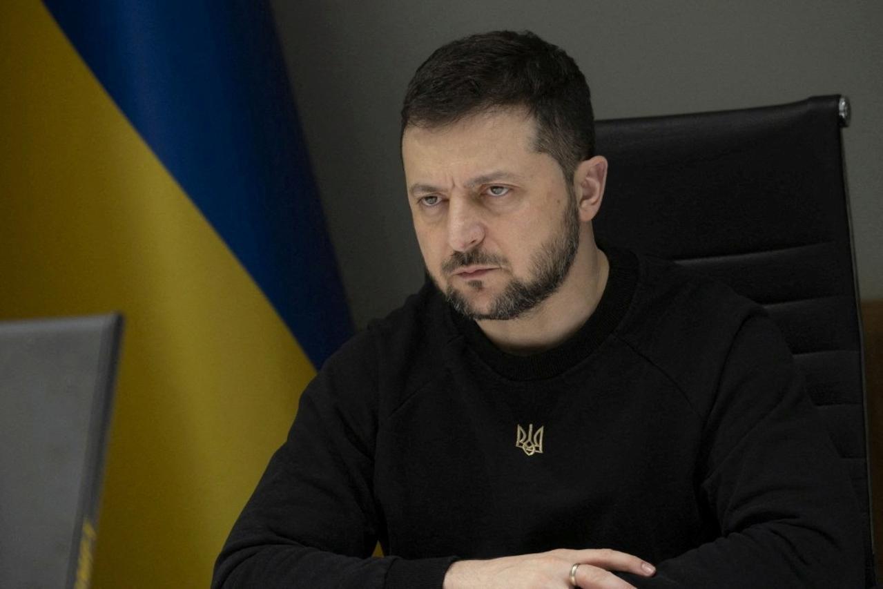 FILE PHOTO: Ukraine's President Zelenskiy addresses to defence ministers who hold meeting over Ukraine crisis, in Kyiv