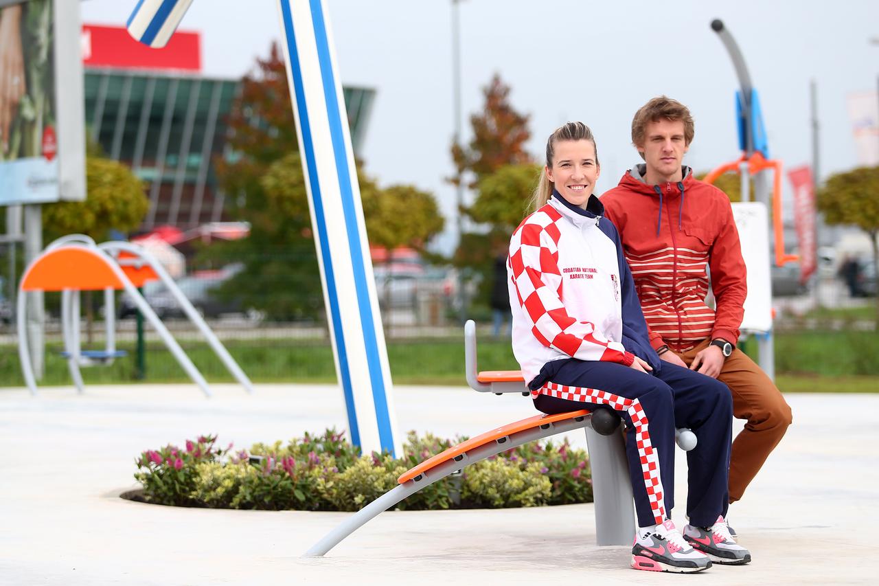 09.10.2015., Samobor - Otvorenje prvog vanjskog fitness parka u Samoboru. Ana Lenard, Filip Turk. Photo: Slavko Midzor/PIXSELL