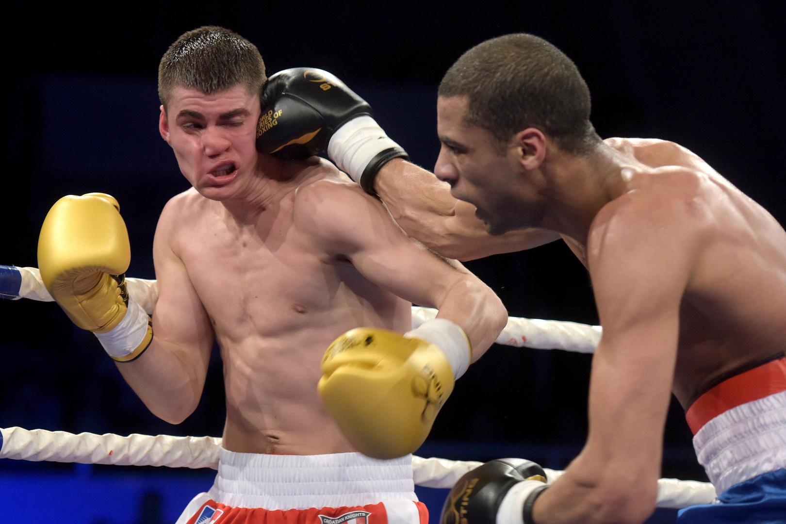 02.03.2018., Zadar - Svjetska boksačka liga, grupa B C1, kategorija 64 kg, Petar Cetinić (Croatian Knights) - Hassan Amzile (France Fighting Roosters)