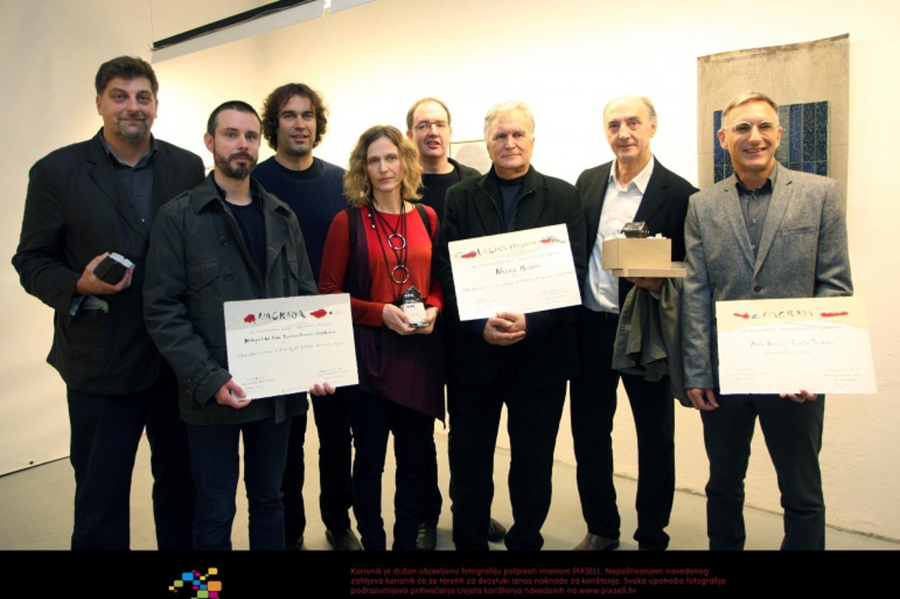 '29.11.2012., Zagreb - Gliptoteka HAZU, 47. Zagrebacki salon arhitekture. Nagradjeni autori. Nikola Basic, Neno Kezic, Emil Sverk Photo: Goran Jakus/PIXSELL'