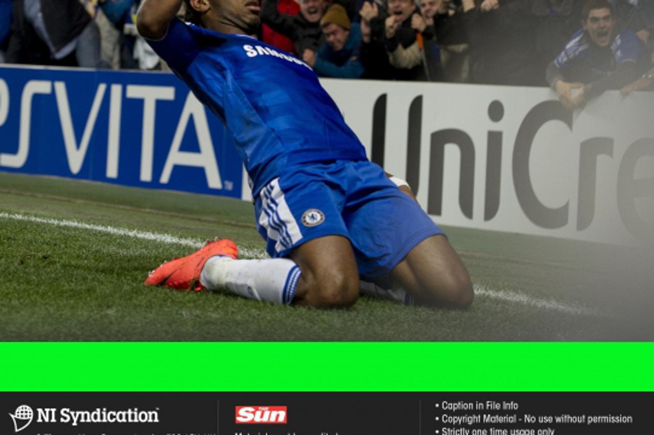 'Chelsea 1 Barcelona 0 UEFA Champions League. Didier Drogba Credit: The Sun Online rights must be cleared by N.I.Syndication Photo: NI Syndication/PIXSELL'